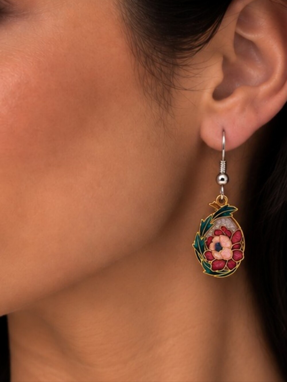 💎 Boho Sun Face Charm Earrings Turquoise Bead Antique Brass Celestial Dangle